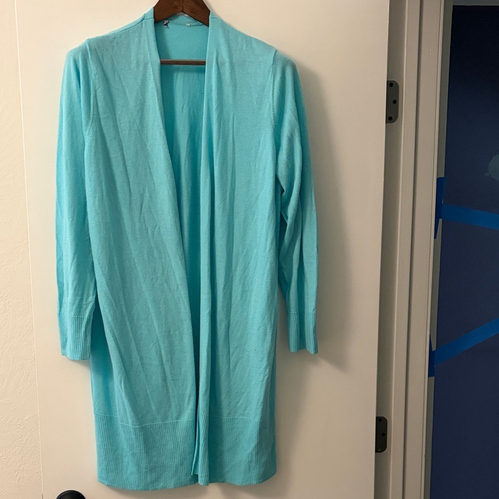 Long Aqua Cardigan